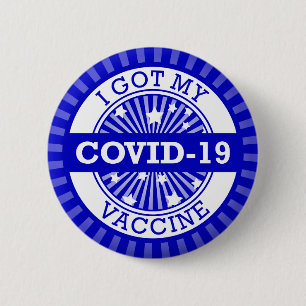 Ich Got mein Covid 19 Vaccine Star Burst Blue Button
