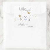 Ich got mein erstes Baby Baby Teething Date Squash Quadratischer Aufkleber (Tasche)