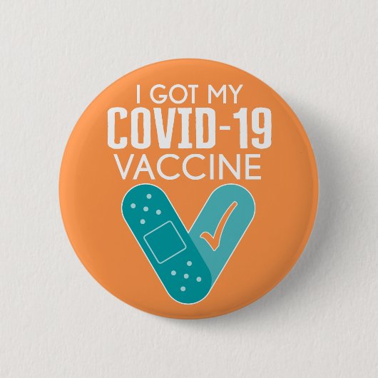 Ich got meinen Covid-19 Impfstoff - orange blau Button (Vorderseite)