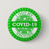Ich Got meinen Covid 19 Vaccine Green Star Burst Button (Vorderseite)