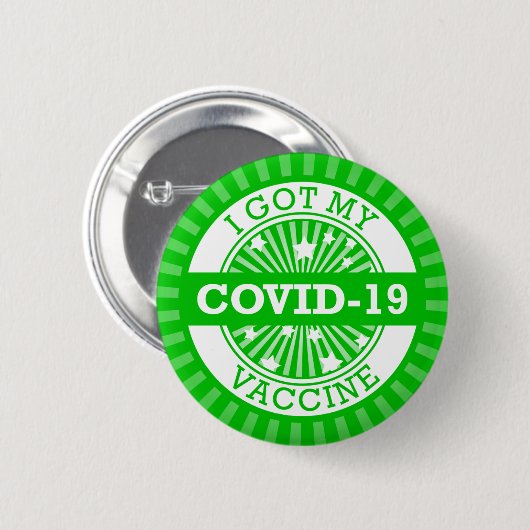 Ich Got meinen Covid 19 Vaccine Green Star Burst Button (Vorne & Hinten)