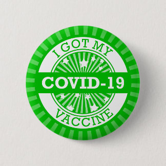 Ich Got meinen Covid 19 Vaccine Green Star Burst Button