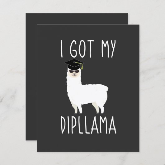 Ich Got meinen Dipllama Abschluss Llama Pun Einlad (Vorne/Hinten)
