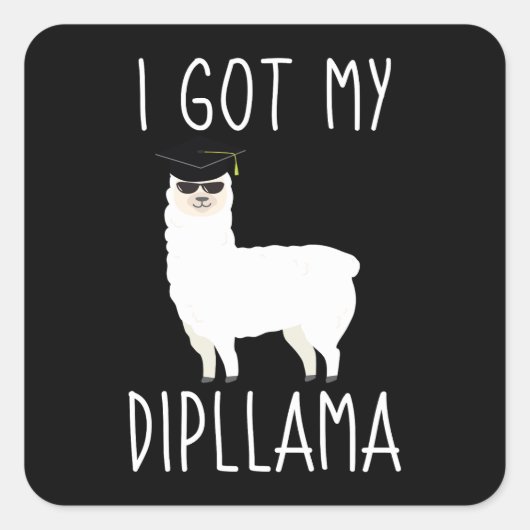 Ich Got meinen Dipllama Quadratischer Aufkleber (Vorderseite)
