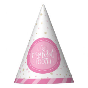 Ich Got meinen ersten Zahn-Sign Pink Party Partyhütchen