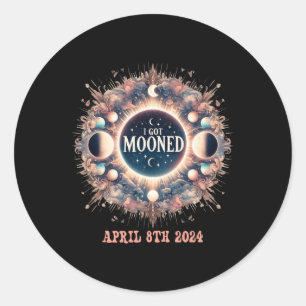 Ich Got Mooned Fun Total Solar Eclipse 2024 Amerik Runder Aufkleber