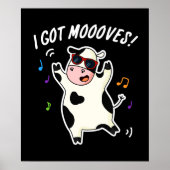 Ich Got Mooves Funny Dancing Kuh Puck Dark BG Poster (Vorne)