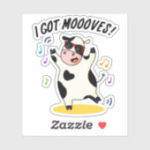 Ich Got Mooves Funny Dancing Kuh Puff Aufkleber (Blatt)