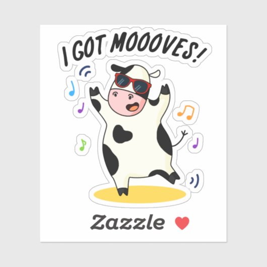 Ich Got Mooves Funny Dancing Kuh Puff Aufkleber (Blatt)