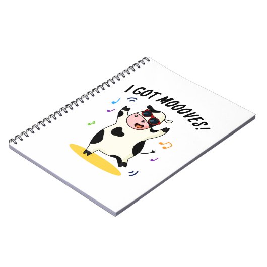 Ich Got Mooves Funny Dancing Kuh Puff Notizblock (Linke Seite)