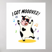Ich Got Mooves Funny Dancing Kuh Puff Poster (Vorne)