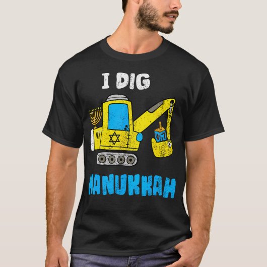 Ich grabe Chanukka mit Bagger für Kinder T-Shirt (Vorderseite)