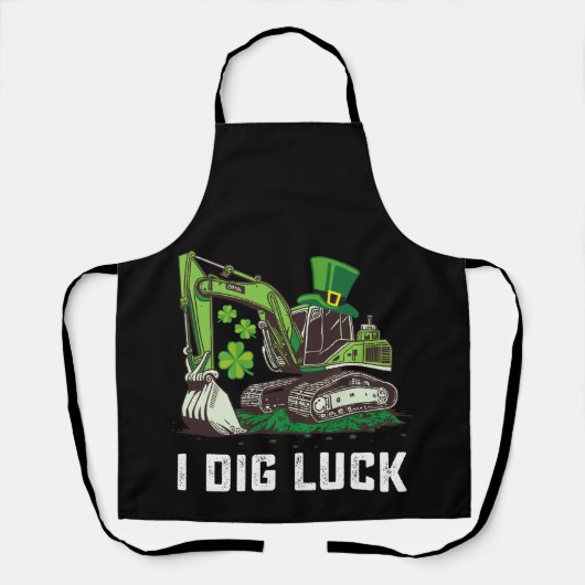 Ich grabe Glück Bagger St. Patrick's Day Irisch Schürze (Vorderseite)
