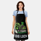 Ich grabe Glück Bagger St. Patrick's Day Irisch Schürze (Getragen)