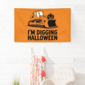 Ich grabe Halloween Pumpkin Face Traktor Kids Banner (Insitu)