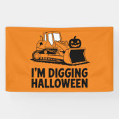 Ich grabe Halloween Pumpkin Face Traktor Kids Banner (Horizontal)