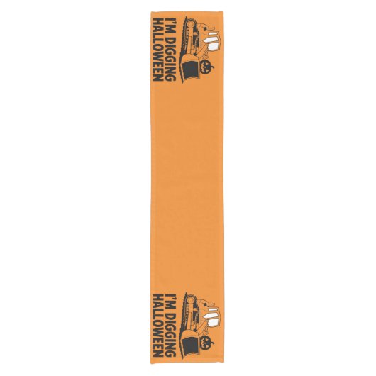 Ich grabe Halloween Pumpkin Face Traktor Kids Kurzer Tischläufer (Vorderseite)