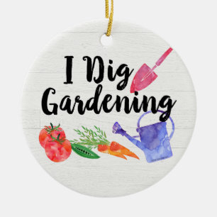 Ich grabe im Garten arbeitenden niedlichen Keramik Ornament
