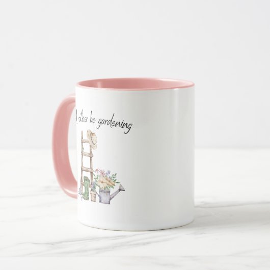 Ich gräbe lieber Aquarell Tasse (Vorderseite Links)