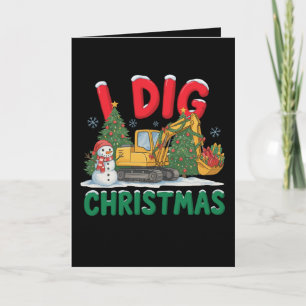 Ich grabe Weihnachten Bagger Konstruktion Schneema Karte