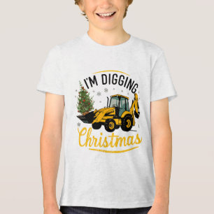 Ich grabe Weihnachten Cute Bagger Baum Kinder Tri-Blend Shirt