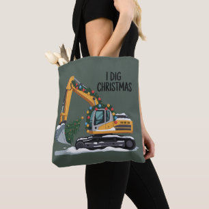 Ich grabe Weihnachtsbagger Santa Junge Lustige Kin Tasche