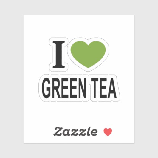 Ich ❤️ GREEN TEE mit grünem Herzen I LIEBE GREEN V Aufkleber (Blatt)