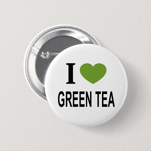 Ich ❤️ GREEN TEE mit grünem Herzen I LIEBE GRÜNE T Button (Vorne & Hinten)