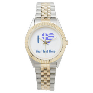 Ich (Griechische Flagge Funky Herz) Blaue Personal Armbanduhr