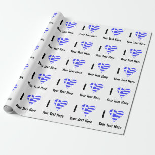 Ich (griechische Flagge Herz) Ihren Text Geschenkpapier