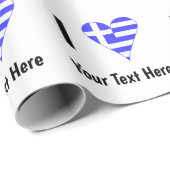 Ich (griechische Flagge Herz) Ihren Text Geschenkpapier (Rolleneckpunkt)