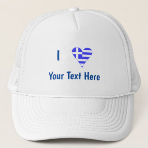 Ich (griechische Flagge Herz) Ihren Text Truckerkappe