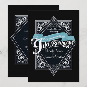 ICH GRILL BARBECUE BBQ Elegant Schwarz-Weiße Verlo Einladung