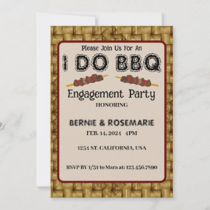 ICH GRILL BBQ Elegante Rustikale Weberei Verlobung Einladung