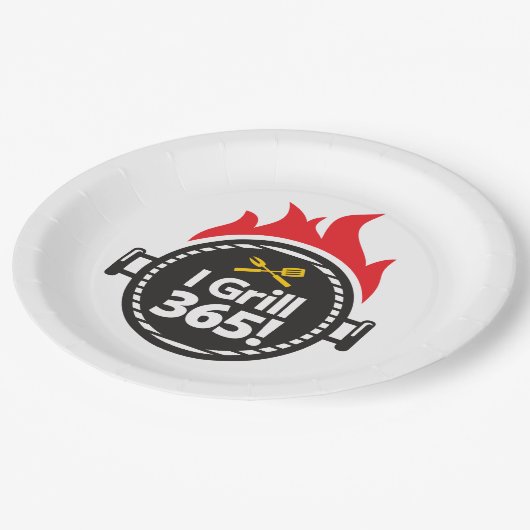 Ich grille 365! pappteller (Schrägansicht)