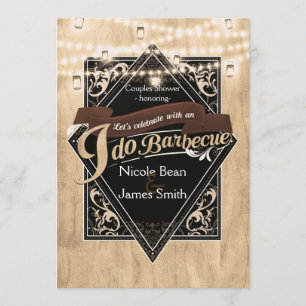 ICH GRILLE GRILLEN Western-Holz u. beleuchte Einladung