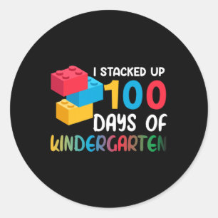 Ich habe 100 Tage Kindergarten Gebäude Blo gestape Runder Aufkleber