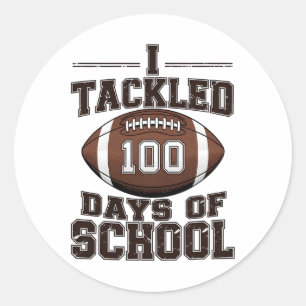 Ich habe 100 Tage Schul-Tackle Football Jungen Kin Runder Aufkleber