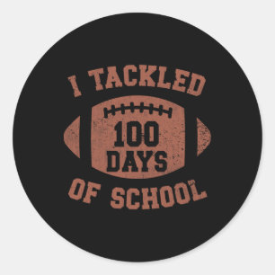 Ich habe 100 Tage Schule 100. Tag Fußballer Stude Runder Aufkleber