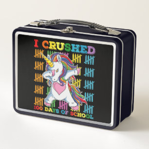Ich habe 100 Tage Schule Einhorn zerquetscht Metall Brotdose