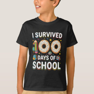 Ich habe 100 Tage Schule überlebt Lustiger Donut L T-Shirt
