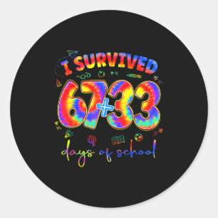Ich habe 100 Tage Schule überlebt Tiedye Lustiger Runder Aufkleber