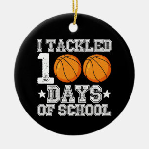 Ich habe 100 Tage Schulsport Basketball geschafft Keramik Ornament
