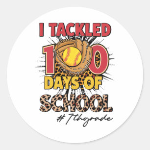 Ich habe 100 Tage von 7. Klasse Softbyll Leopard g Runder Aufkleber