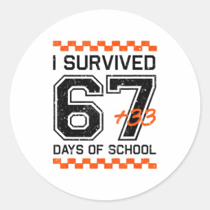 Ich habe 67 + 33 Tage Schule überlebt 100. Tag Mat Runder Aufkleber