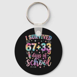 Ich habe 67 + 33 Tage Schule überlebt Lustiger 6 7 Schlüsselanhänger