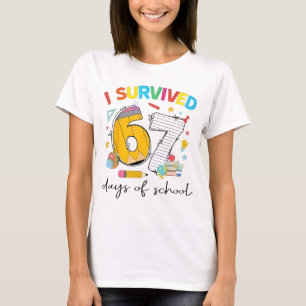Ich habe 67 Schultage überlebt Lustiger Lehrer Sch T-Shirt