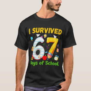 Ich habe 67 Schultage überlebt Lustiges Meme Lehre T-Shirt