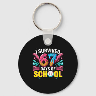 Ich habe 67 Tage Schule überlebt 67 Meme Baseball Schlüsselanhänger