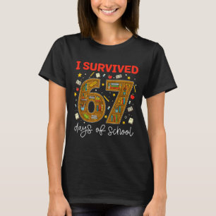 Ich habe 67 Tage Schule überlebt Lustiges Meme Leh T-Shirt